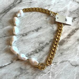 NEW BP chunky gold color faux pearl necklace